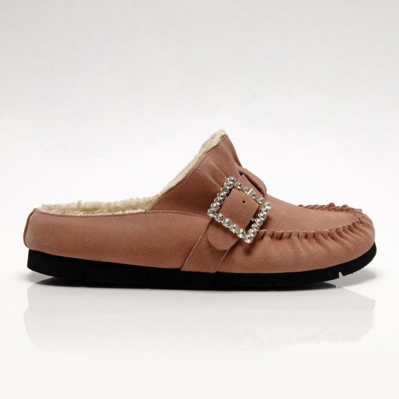 Free People Pink Mules with Rhinestone Buckle - Picture 6 of 10